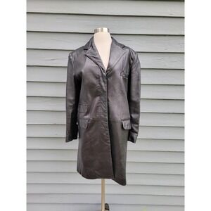 J. Percy for Marvin Richards Leather Trench Coat Black 90s Matrix USA Size M‎